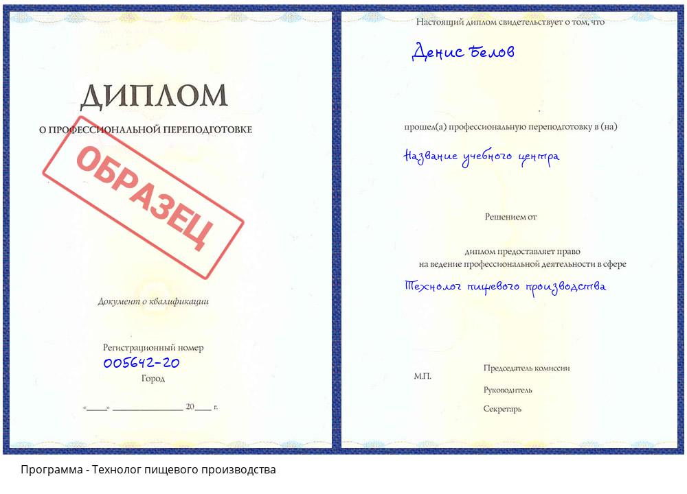 Технолог пищевого производства Климовск