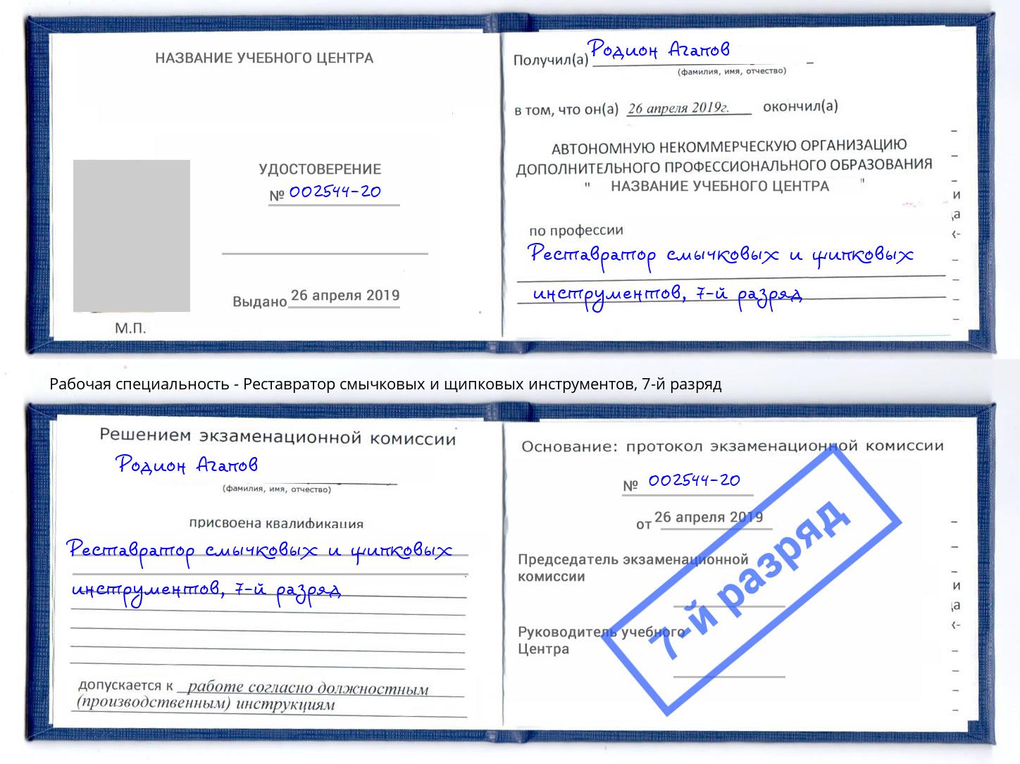 корочка 7-й разряд Реставратор смычковых и щипковых инструментов Климовск