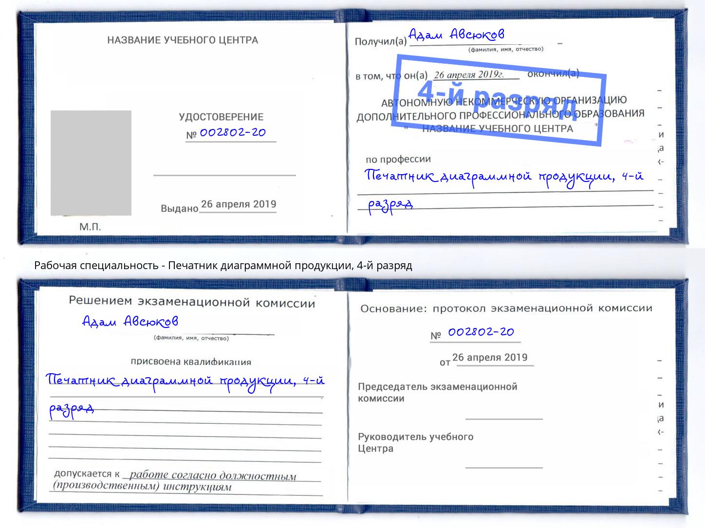 корочка 4-й разряд Печатник диаграммной продукции Климовск
