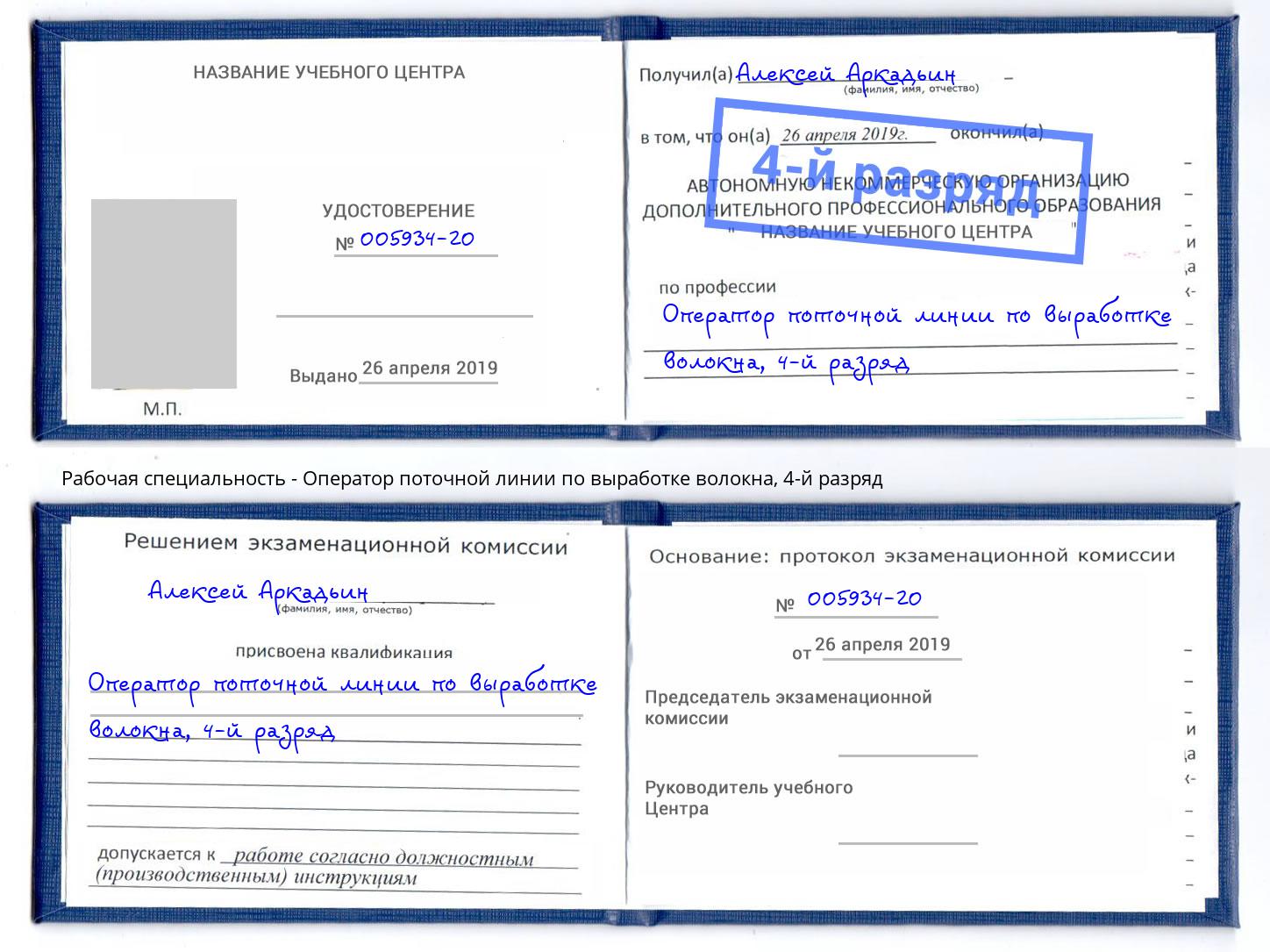 корочка 4-й разряд Оператор поточной линии по выработке волокна Климовск